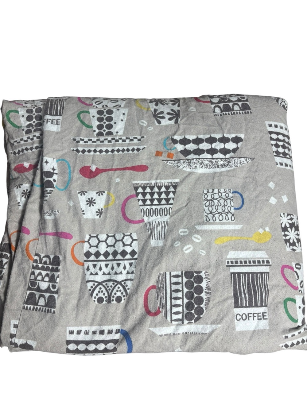 The company store king size 100% cotton duvet cover coffee cups cafe